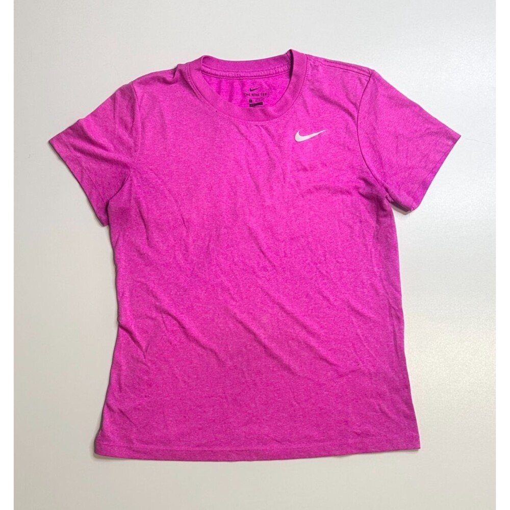 Nike Dri-FIT Women’s T-Shirt Hot Pink White Swoosh Logo Size Medium